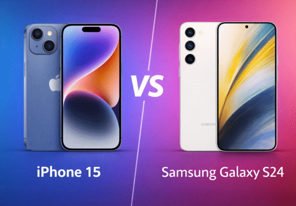 iPhone 15 vs Samsung Galaxy S24 comparison 2026 showing design and display differences side by side